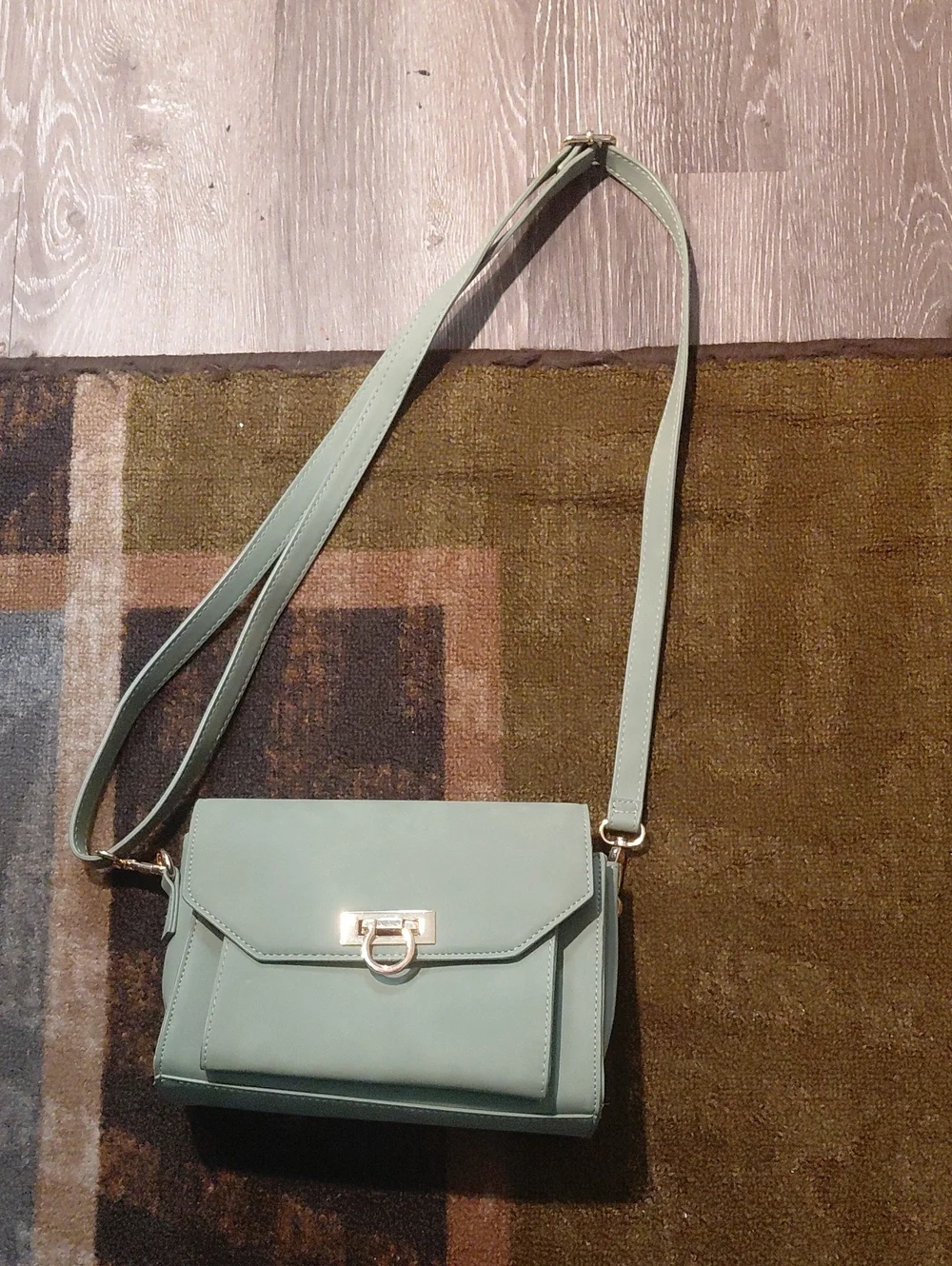 Sage Green Crossbody Bag with Adjustable Strap